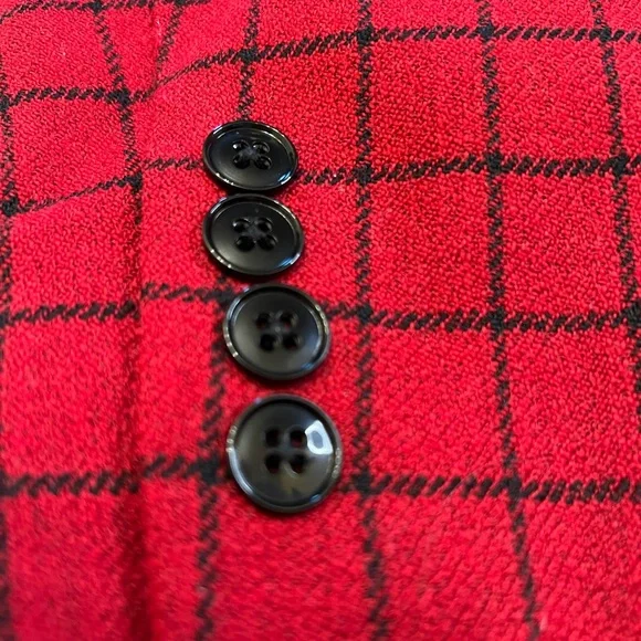 Ralph Lauren Wool Red Plaid Jacket 10 Zip closure with shoulder pads - Picture 2 of 5